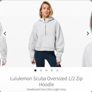 47. Lululemon Scuba Oversized 1/2 Zip Hoodie - Heathered Light Grey M/L
